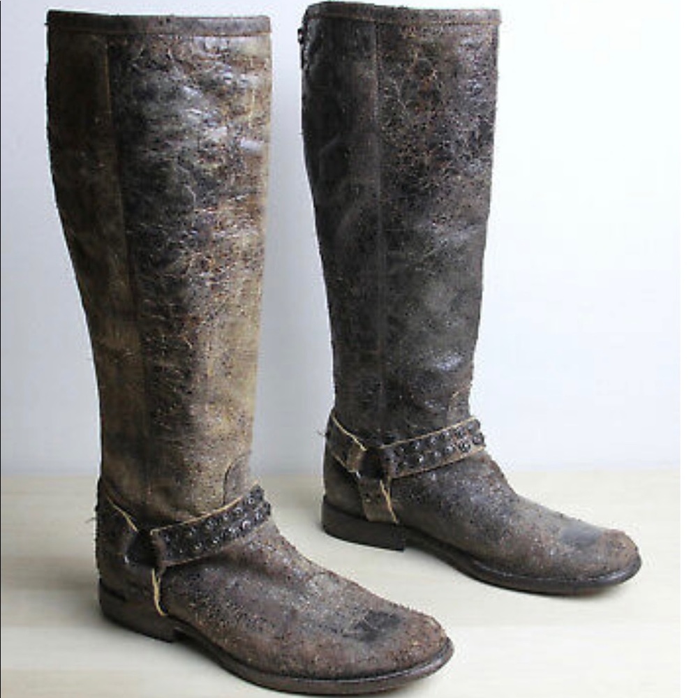Phillips Studded Tall Harness Boots 7B